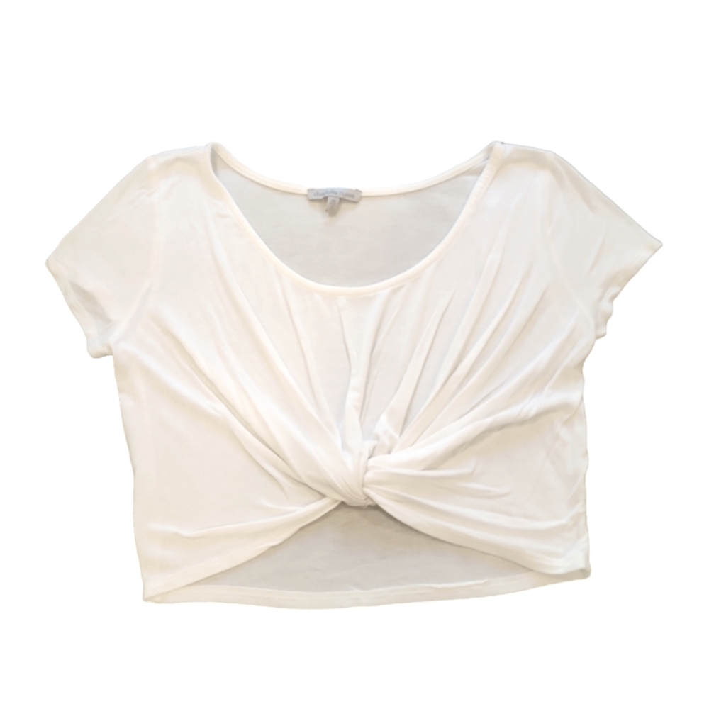 Charlotte Russe white gathered twist crop top